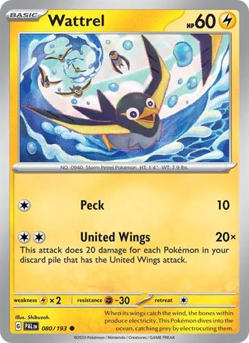 קלף בודד single פוקימון - wattrel - Paldea Evolved - 080/193