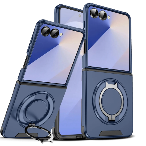 כיסוי חזק מעוצב עם טבעת אחיזה לסמסונג פליפ SAMSUNG FLIP 7 כחול