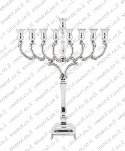חנוכיה מכסף טהור דגם קשת- חלק גבוה - 40 סמ