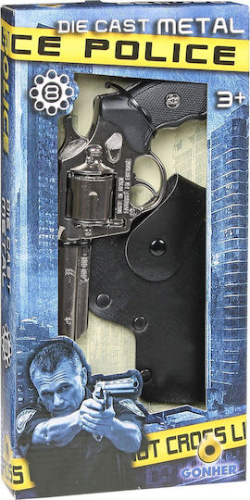 סט אקדח 8 תוף משטרתי ונרתיק -  Police children's gun Gonher