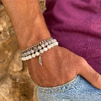טריפל דיסקו נוצה אפור לבן