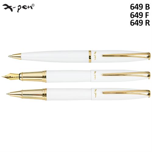 עט פנינסולה  לבן עם קליפס בציפוי 18K זהב   X-Pen PENINSULA  דגם XP-649