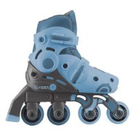גלגיליות 2 ב-1 מידה 26-29 צבע כחול פסטל Globber 2 in 1 – גלגיליה בודדת כחולה פסטל ואפורה כהה במצב ארבעה גלגלים