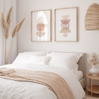 "Natural Balance" סט זוג תמונות לחדר שינה או לסלון אבסטרקט גיאומטרי מינימאליסטי בגוונים נטרלים
