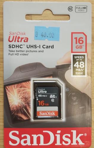 כרטיס זכרון SD 16GB