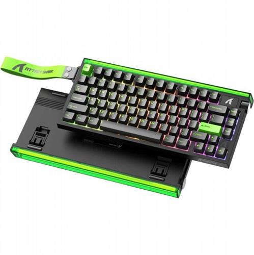 מקלדת גיימינג Attack Shark R85HE שחורה Neon Green Purple Mandrel Switch - ללא חריטה בעברית