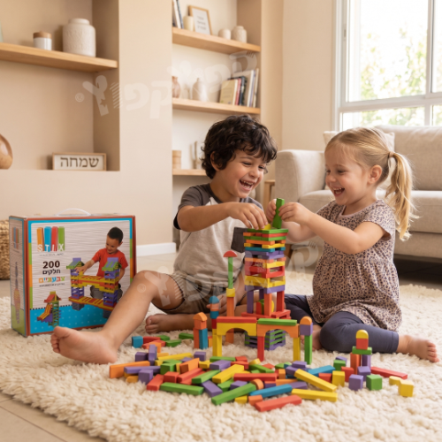 סטיקס המקורי 200 חלקים מעץ צבעונים  20004996 מבית Alfit Toys