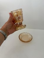 גביע קידוש קריסטל מוזהב- רגל 8 ס"מ- "בורא פרי הגפן"