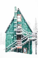 תמונת קנבס הדפס בית בגווני טורקיז "Winter Castle" | בודדת או לשילוב בקיר גלריה | תמונות לבית ולמשרד