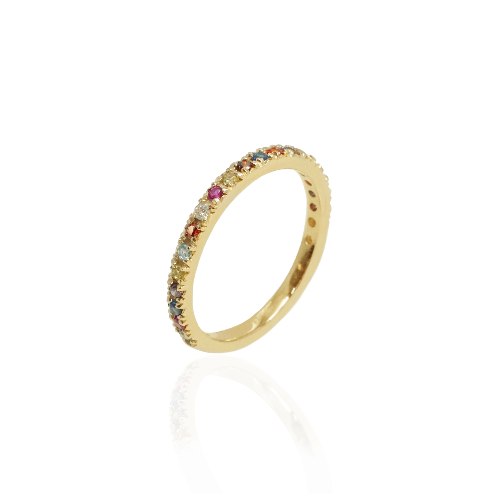 טבעת איטרניטי זרקונים צבעוני בזהב 14 קרט|טבעת זהב משלימה