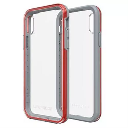 מגן לסלולר iphone X LIFEPROOF 77-57433 שקוף מסגרת אדום אפור