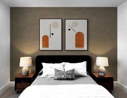 "Arch and Circle" זוג תמונות קנבס לחדר השינה או לסלון בסגנון נורדי בשילוב ליין ארט