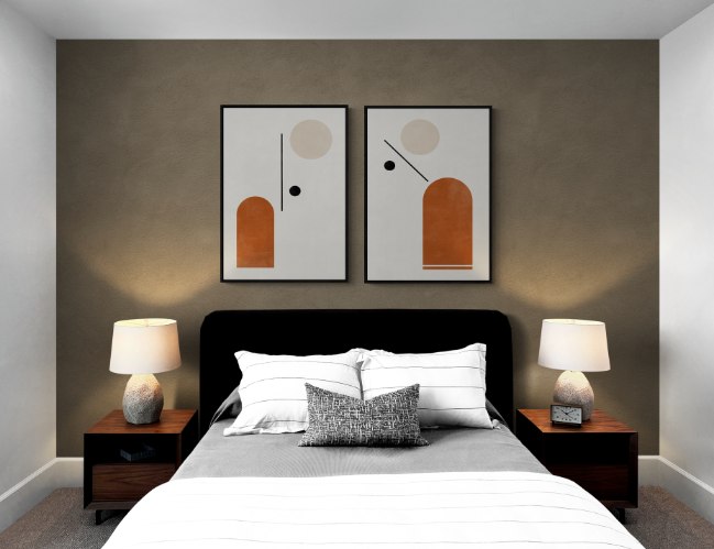 "Arch and Circle" זוג תמונות קנבס לחדר השינה או לסלון בסגנון נורדי בשילוב ליין ארט