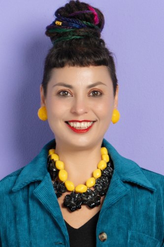עגילי קליפס רזין כדור גולף צהוב