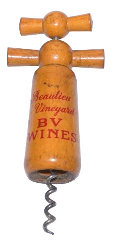 חולץ פקקים עתיק מעץ של יקב Beaulieu Vineyard BV Wines, קליפורניה, ארה"ב שנות ה־40–50