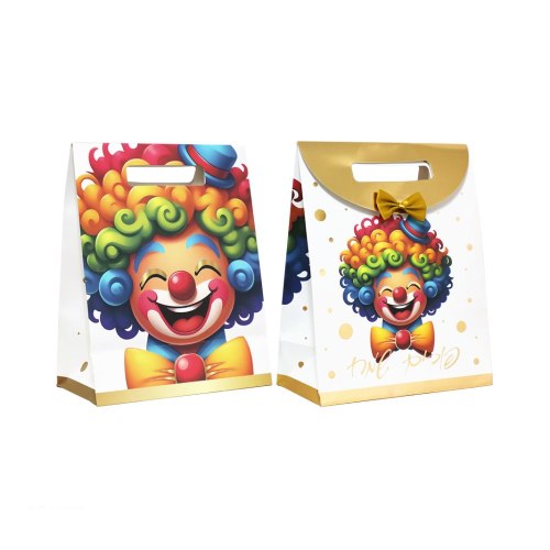 שקית קרטון עם פפיון פורים שמח 31*24.5 ס"מ