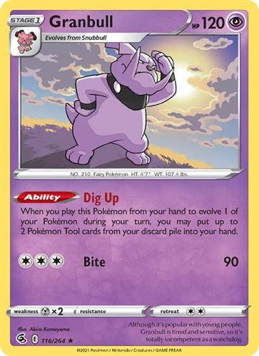 קלף בודד single פוקימון - granbull - Fusion Strike - 116/264