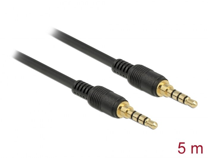 כבל אודיו Delock Stereo Jack Cable 3.5 mm 4 pin 5 m black