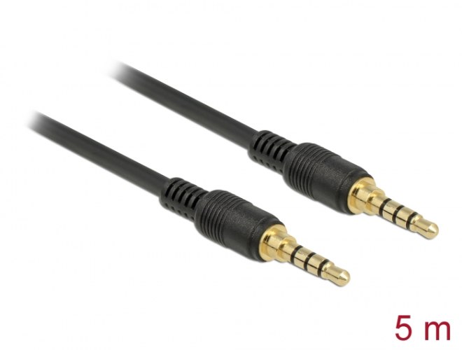 כבל אודיו Delock Stereo Jack Cable 3.5 mm 4 pin 5 m black
