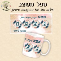 ספל מעוצב באהבה לאמא, עם שם.