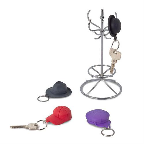 מארז ארבעה מחזיקי מפתחות כובעים עם מעמד !Chapeau