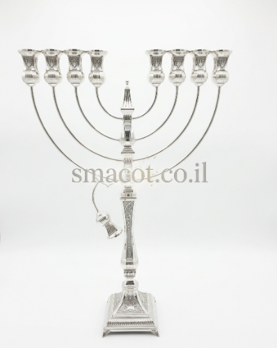 חנוכייה מכסף טהור פראג ריקוע 50 ס"מ