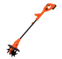 מעדר חשמלי נטען Black+Decker BETL1820L – מבט כללי על המכשיר בצבעי כתום ושחור
