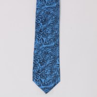 עניבה מודפסת כחול עלים גדולים