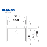  כיור נירוסטה למטבח | דגם Claron 550IF/A| מתאים לארון 60 ס"מ |מותג בלנקו היוקרתי תוצרת גרמניה