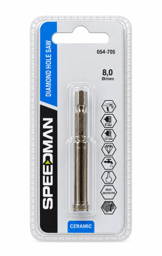 מקדח כוס יהלום לקרמיקה ⁦SPEEDMAN⁩ – ⁦8⁩ מ״מ