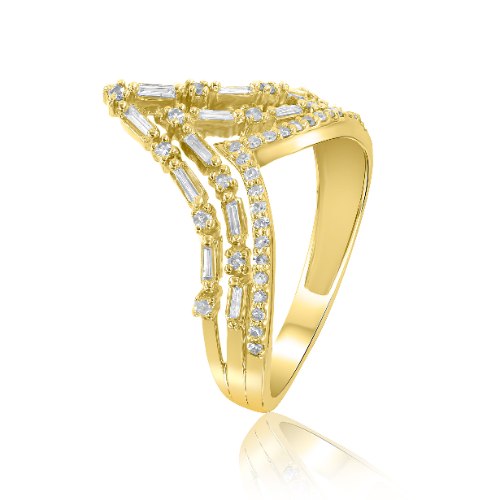 טבעת יהלומים זהב צהוב 14 קראט R-RR383-F