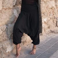 מכנסי אלאדין שחורים מכותנה נפאלית