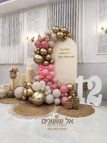 עיצוב קיר צילום שער בלונים לבת מצווה  - הזמנה בתיאום אישי בלבד
