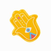 צלחת דקורטיבית / מעמד לקטורת חמסה צבעוני Lucky Hand – צהוב - מארז לא מושלם