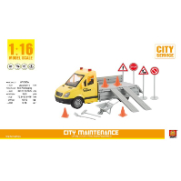 טנדר שיפוץ כבישים צהוב  אורות וצלילים 1:16 - CITY SERVICE