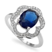טבעת כסף משובצת אבן זרקון כחולה וזרקונים קטנים RG5644 | תכשיטי כסף 925 | טבעות כסף