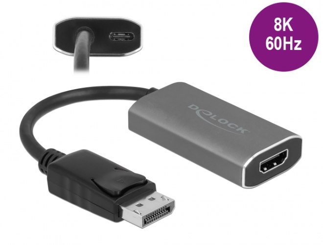 מתאם אקטיבי Delock Active DisplayPort 1.4 to HDMI Adapter 8K with HDR