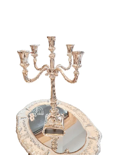 קנדלברה דגם לאו מרובע חלק 5 קנים מכסף טהור