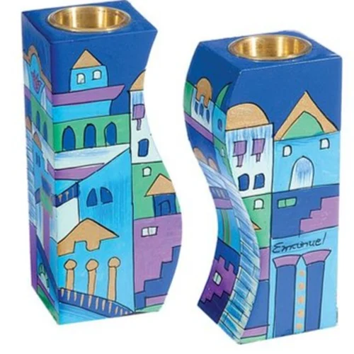 פמוטים מתחברים דגם ירושלים כחול