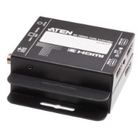 מתג Aten VE1821 HDMI CAT6 Extender – פריט בודד של יחידת מאריך HDMI שחורה עם חיבורי HDMI ורשת גלויים