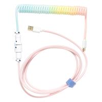 כבל USB-A ל-USB-C מסולסל Ducky Coiled - צבע ורוד Cotton Candy
