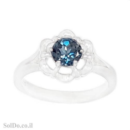 טבעת מכסף משובצת אבן טופז כחולה  RG1735 | תכשיטי כסף 925 | טבעות כסף