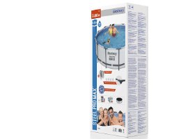 בריכת צינורות עגולה אפורה+ משאבת פילטר 530 + סולם+ כיסוי | 366X122 ס"מ| MAX | מקט BESTWAY| 56420|