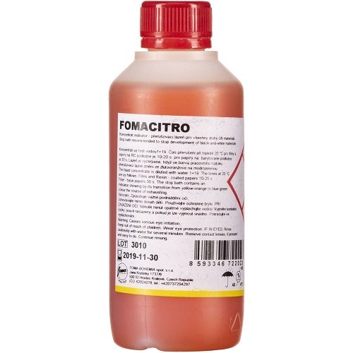 Fomacitro stop bath 250ml עוצר מרוכז לפיתוח פילם ונייר שחור לבן