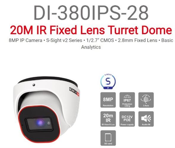 מצלמת כיפה Provision IP 8MP DI-380IPS-28 POE
