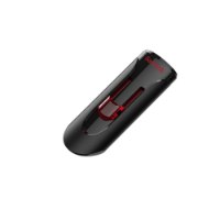 זיכרון נייד SanDisk Cruzer Glide USB 3.0 256GB – פריט בודד שחור עם מנגנון הזזה אדום מונח על רקע לבן