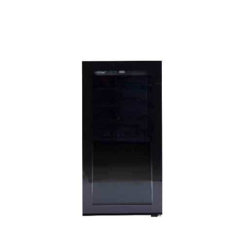 מקרר יין עם מדחס ברעש של 55db ל - 28 בקבוקים, מפואר עם 3 מדפי עץ, בנפח של 85 ליטרים.
