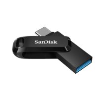 זיכרון נייד SanDisk Ultra Dual Drive Go USB Type-C 512GB – כונן שחור יחיד עם מחברי USB Type-A ו-Type-C גלויים על רקע לבן