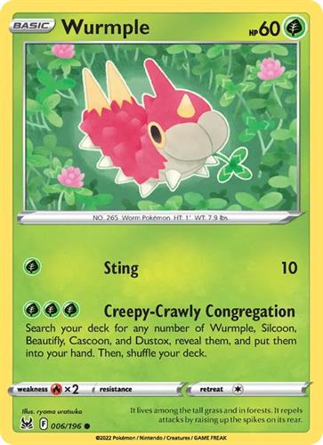 קלף בודד single פוקימון - wurmple - Lost Origin - 006/196