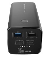 סוללת טעינה Miracase MPB2065W – פריט בודד סוללה ניידת שחורה עומדת עם ארבעה חיבורי USB קדמיים